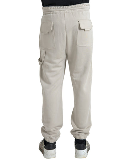 Dolce & Gabbana Off White Viscose Cargo Jogger Sweatpants Pants