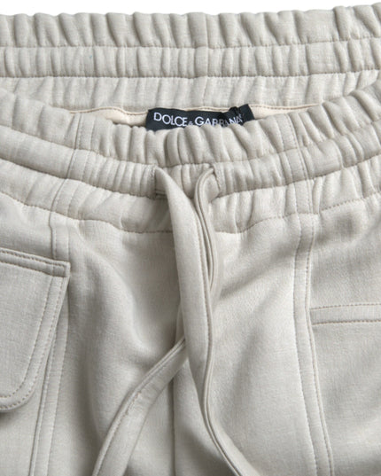 Dolce & Gabbana Off White Viscose Cargo Jogger Sweatpants Pants