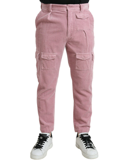 Dolce & Gabbana Pink Corduroy Cotton Stretch Skinny Cargo Jeans