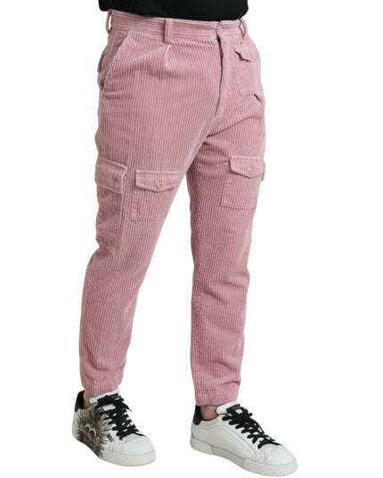 Dolce & Gabbana Pink Corduroy Cotton Stretch Skinny Cargo Jeans