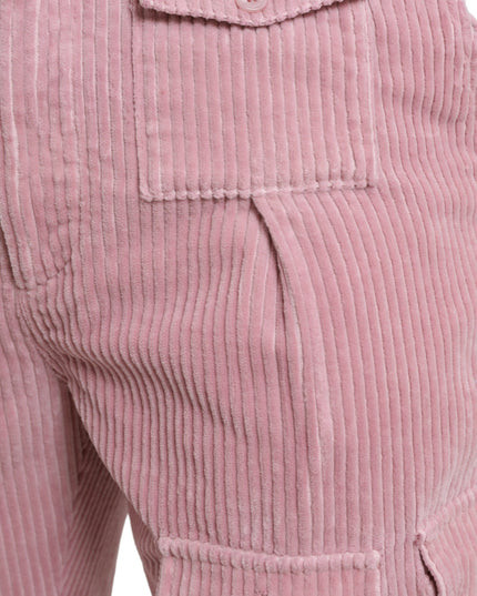 Dolce & Gabbana Pink Corduroy Cotton Stretch Skinny Cargo Jeans