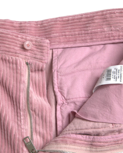Dolce & Gabbana Pink Corduroy Cotton Stretch Skinny Cargo Jeans