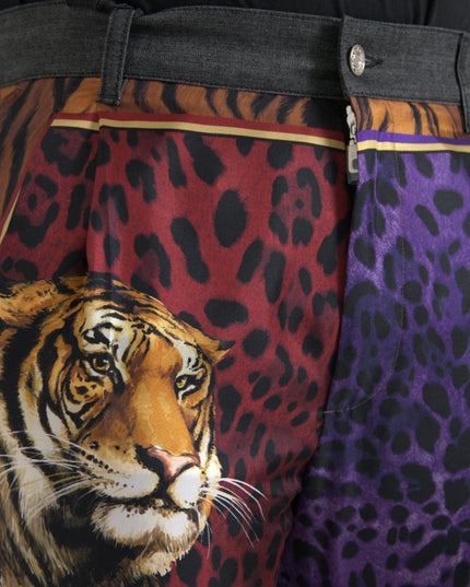 Dolce & Gabbana Multicolor Tiger Leopard Cotton Loose Tapered Pants