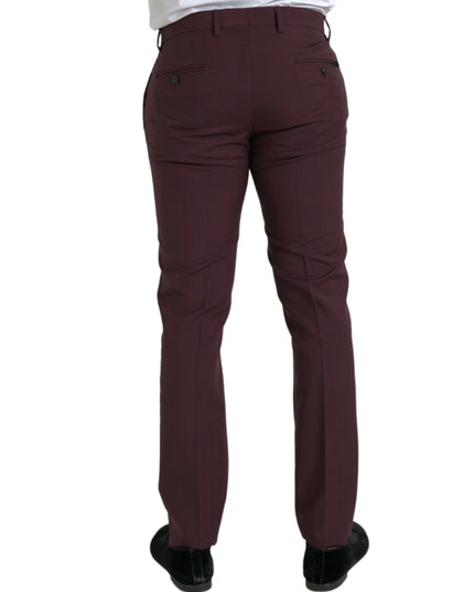 Dolce & Gabbana Maroon Wool Men Slim Fit Dress Pants