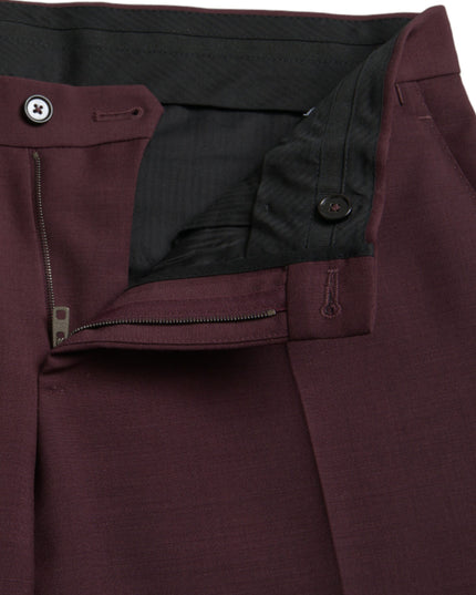 Dolce & Gabbana Maroon Wool Men Slim Fit Dress Pants