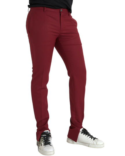 Dolce & Gabbana Red Wool Men Slim Fit Dress Pants