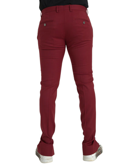 Dolce & Gabbana Red Wool Men Slim Fit Dress Pants