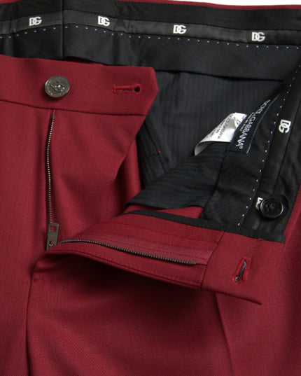 Dolce & Gabbana Red Wool Men Slim Fit Dress Pants