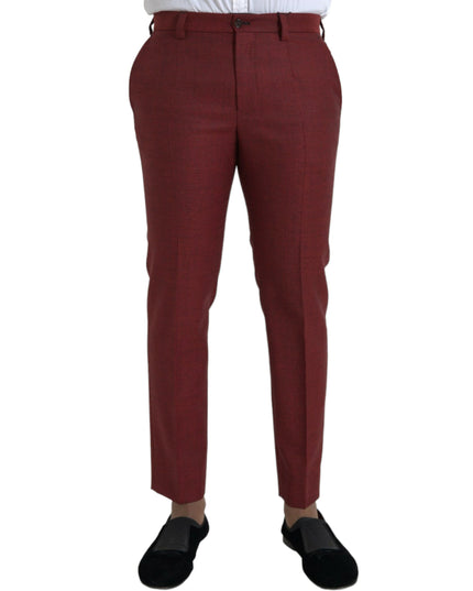 Dolce & Gabbana Maroon Wool Men Skinny Dress Pants