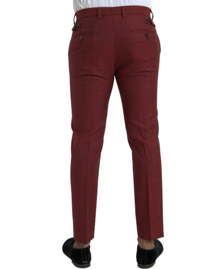 Dolce & Gabbana Maroon Wool Men Skinny Dress Pants