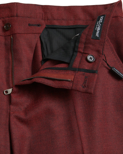 Dolce & Gabbana Maroon Wool Men Skinny Dress Pants