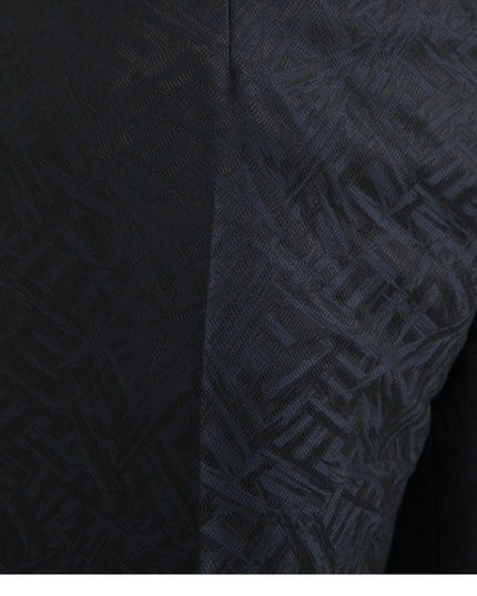 Dolce & Gabbana Blue Brocade Wool Skinny Men Dress Pants