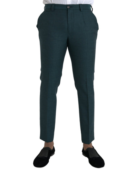 Dolce & Gabbana Green Wool Skinny Slim Dress Pants