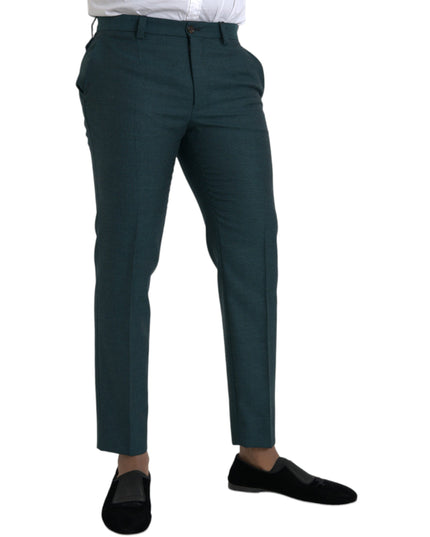 Dolce & Gabbana Green Wool Skinny Slim Dress Pants
