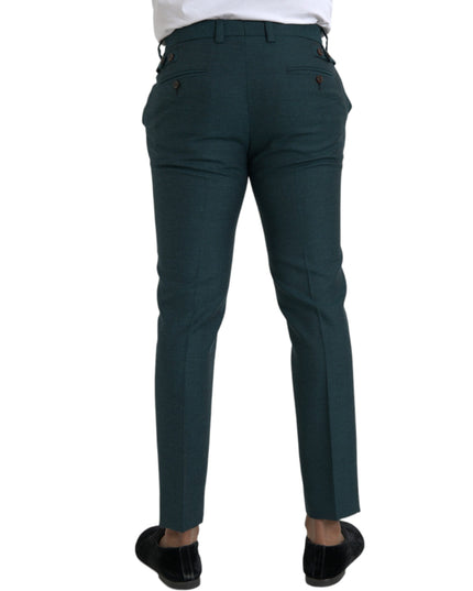 Dolce & Gabbana Green Wool Skinny Slim Dress Pants