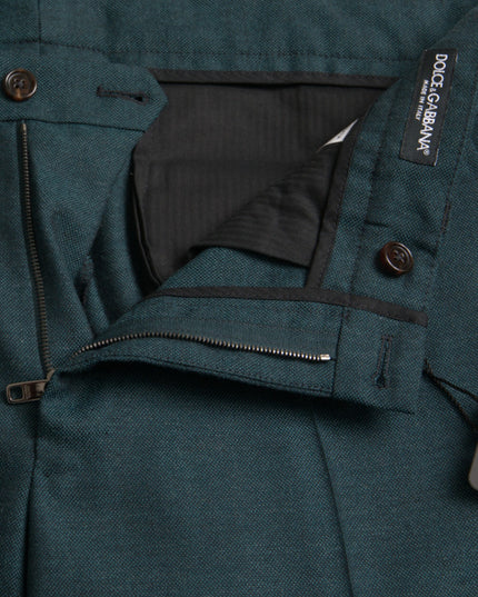 Dolce & Gabbana Green Wool Skinny Slim Dress Pants