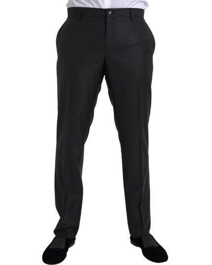 Dolce & Gabbana Black Wool Silk Skinny Dress Pants