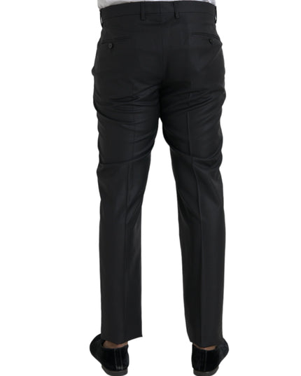 Dolce & Gabbana Black Wool Silk Skinny Dress Pants