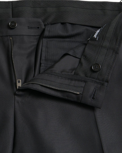 Dolce & Gabbana Black Wool Silk Skinny Dress Pants