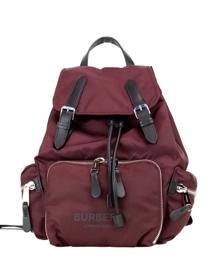 Burberry Medium Burgundy Econyl Nylon Rucksack Drawstring Backpack Bookbag