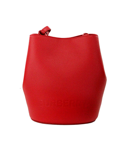 Burberry Lorne Small Red Pebbled Leather Bucket Crossbody Purse Bag