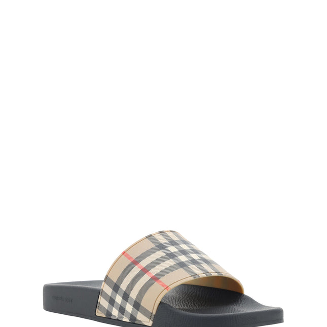 Burberry Brown Rubber Slides Sandals