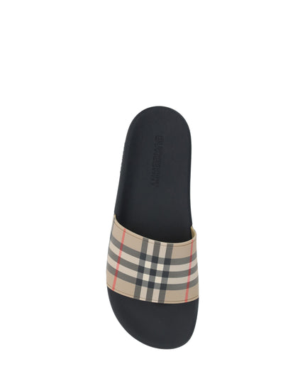 Burberry Brown Rubber Slides Sandals