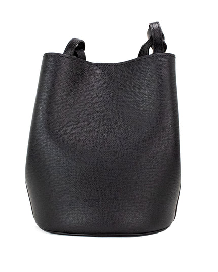 Burberry Lorne Small Black Haymarket Check Pebble Leather Bucket Handbag Purse