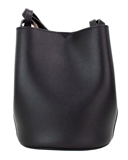 Burberry Lorne Small Black Haymarket Check Pebble Leather Bucket Handbag Purse