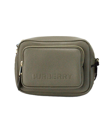 Burberry Small Branded Dark Fern Green Grainy Leather Camera Crossbody Bag