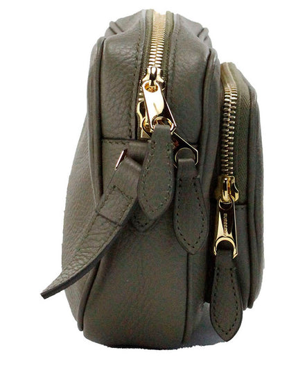 Burberry Small Branded Dark Fern Green Grainy Leather Camera Crossbody Bag
