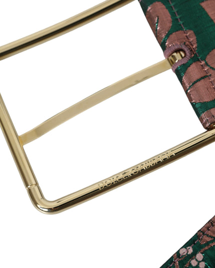 Dolce & Gabbana Multicolor Floral Jacquard Lurex Gold Buckle Belt