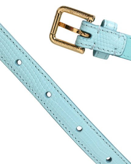 Dolce & Gabbana Light Blue Leather Crystal Chain Waist Belt