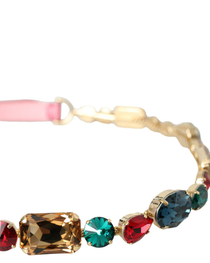 Dolce & Gabbana Pink Leather Crystal Chain Embellished Belt