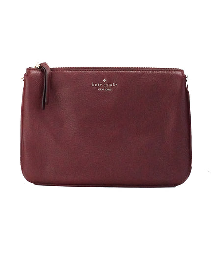Kate Spade Jackson Cherrywood Leather Triple Gusset Crossbody Handbag Purse