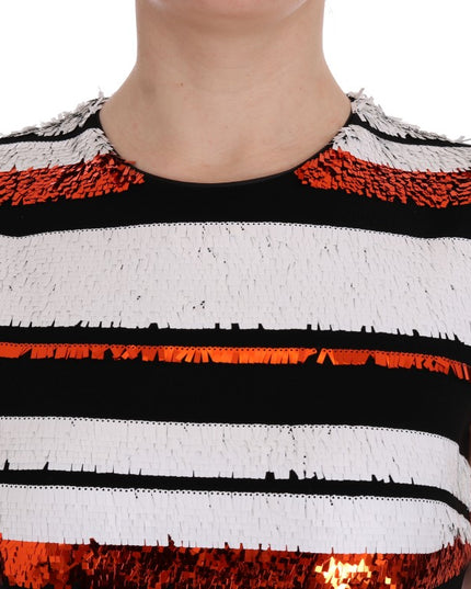 Dolce & Gabbana Multicolored Striped Sequined Stretch Dress