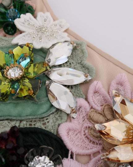 Dolce & Gabbana Pink Silk Floral Crystal Maxi Gown Dress