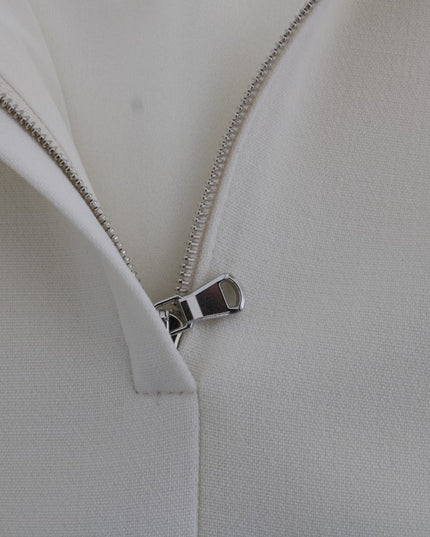 Dolce & Gabbana White Wool Stretch Brooch Shift Dress