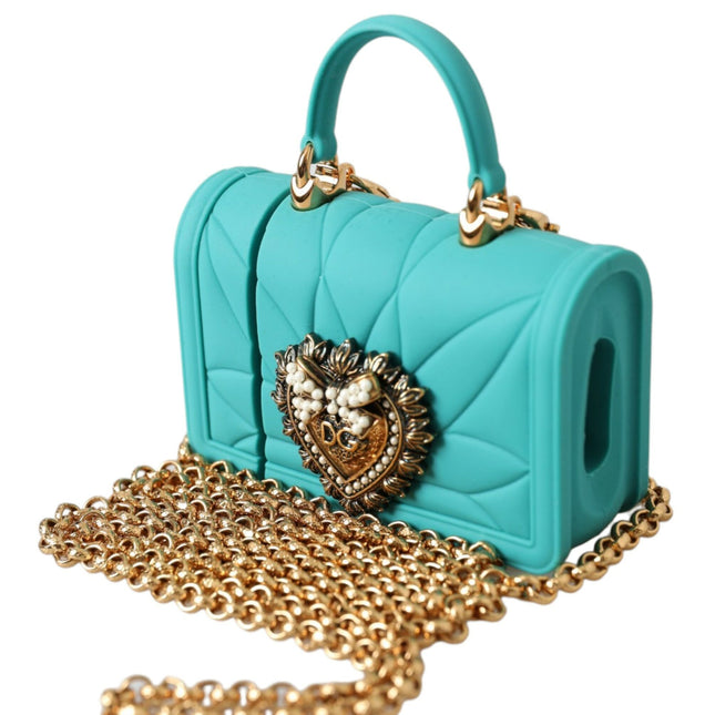 Dolce & Gabbana Turquoise Silicone Devotion Heart Cover Bag Airpods Case