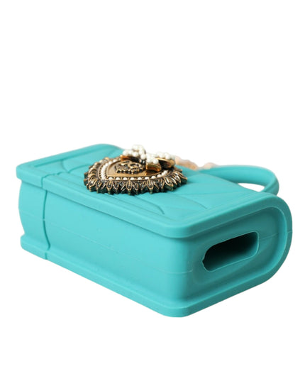 Dolce & Gabbana Turquoise Silicone Devotion Heart Cover Bag Airpods Case