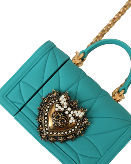 Dolce & Gabbana Turquoise Silicone Devotion Heart Cover Bag Airpods Case