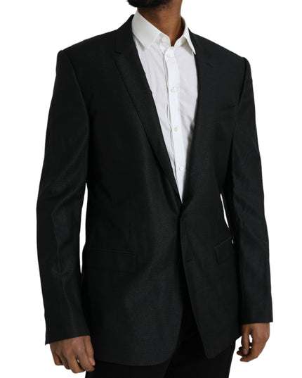 Dolce & Gabbana Black Wool Notch SingleBreasted Coat Blazer