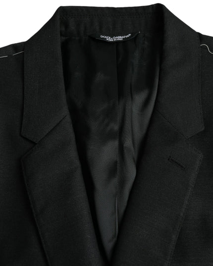 Dolce & Gabbana Black Wool Notch SingleBreasted Coat Blazer