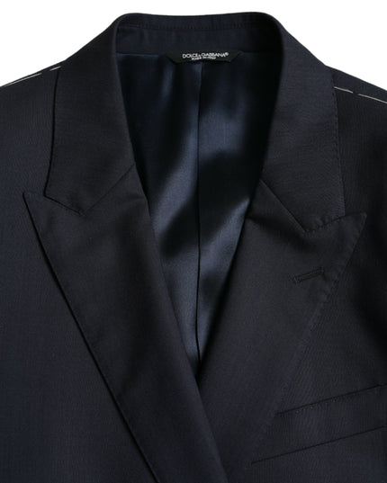 Dolce & Gabbana Dark Blue Wool Single Breasted Coat Blazer