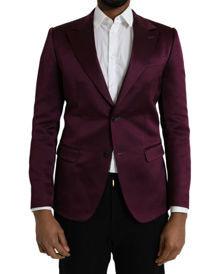 Dolce & Gabbana Maroon Silk Single Breasted Coat Blazer