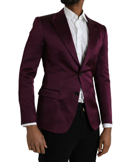 Dolce & Gabbana Maroon Silk Single Breasted Coat Blazer