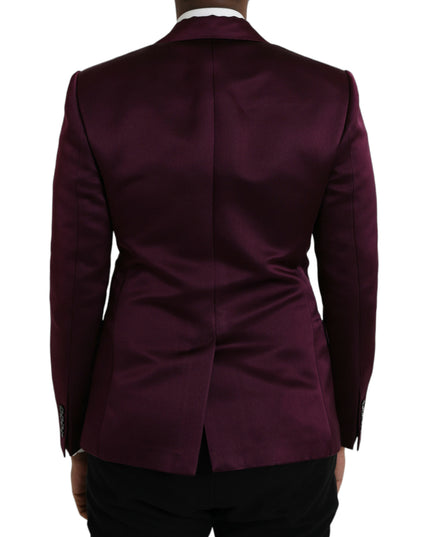 Dolce & Gabbana Maroon Silk Single Breasted Coat Blazer
