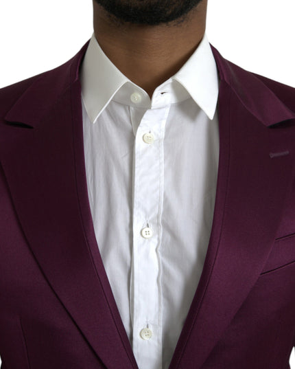 Dolce & Gabbana Maroon Silk Single Breasted Coat Blazer