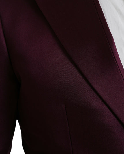 Dolce & Gabbana Maroon Silk Single Breasted Coat Blazer