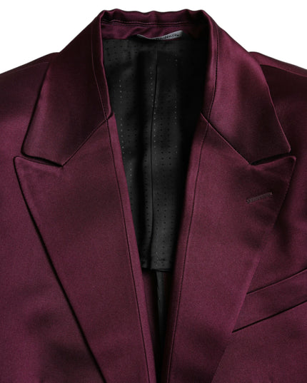 Dolce & Gabbana Maroon Silk Single Breasted Coat Blazer